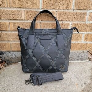 Lug Alto Matte Luxe VL Black Multicolor Stitching Convertible Tote Crossbody